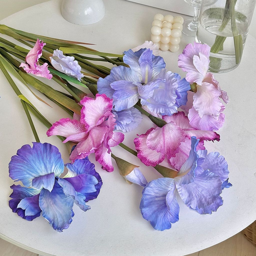 hoa giả trang trí nhà cửa hoa diên vĩ màu dầu nghệ thuật decor phòng khách sang trọng hoa lụa cao cấp đạo cụ chụp ảnh cao 80cm