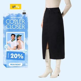 [SALE OFF] Chân váy jean nữ YODY dáng midi chất denim co giãn nhẹ CJN7019