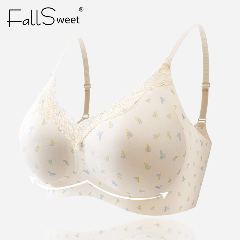 FallSweet Áo Lót Ren Cổ Chữ V Push Up Bralette Cho Nữ - Dây Thoải Mái & Hỗ Trợ Tốt, Thích Hợp Mùa Hè