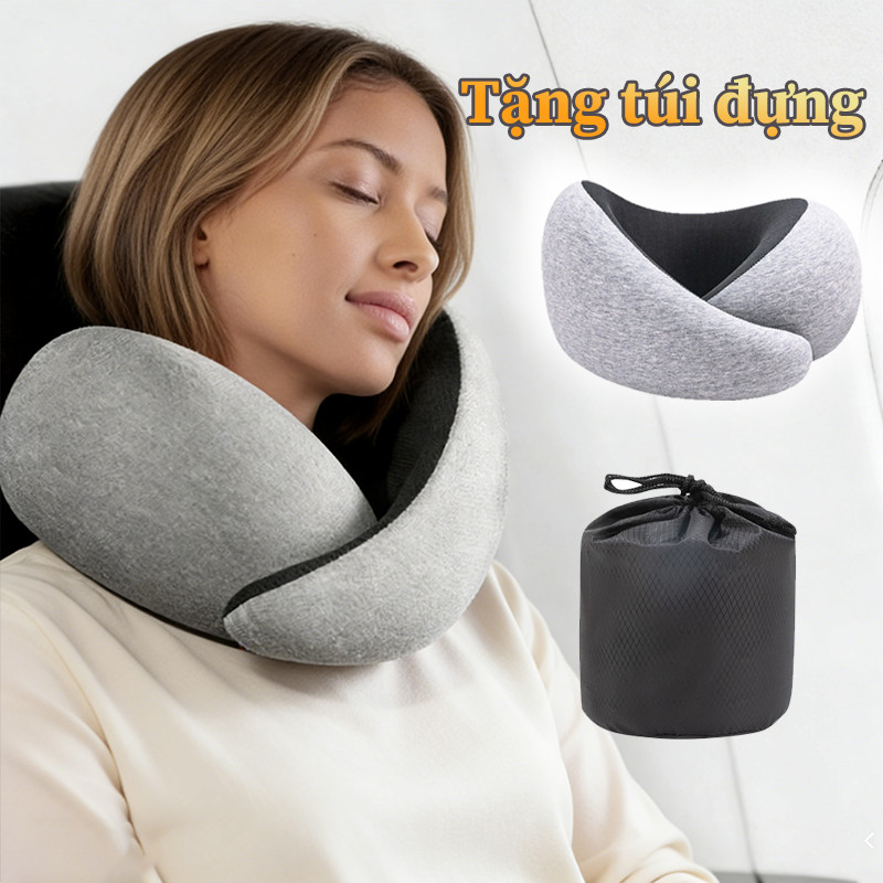 Gối Kê Cổ Chữ U Cao Su Non Công Thái Học 360° - Thiết Kế Ôm Sát, Dùng Khi Ngủ Trên Máy Bay, Tại Văn Phòng