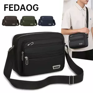 Túi đeo vai FEDAOG, Túi đeo chéo nam Nylon xanh đen, 4 dây kéo thông thường / 6 dây kéo vải hình chữ nhật cỡ lớn du lịch