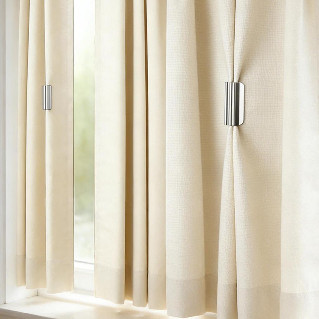 [H & L] 1 / 3 / 5 Cặp Kẹp Rèm Đen Phòng Ngủ | Nam Châm Thiết Kế Liền Mạch Để Bảo Vệ Quyền Riêng Tư, Lắp Đặt Không Móng Tay Cho Rèm Đôi, Kẹp Kim Loại Trang Trí Nhà
