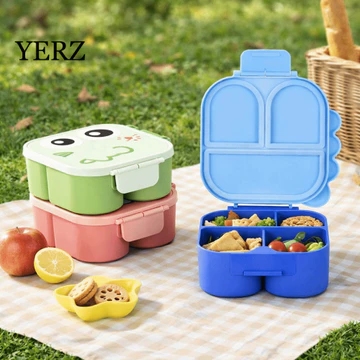 Hộp cơm trưa khủng long hoạt hình YRZ, Hộp đựng thực phẩm di động Hộp dã ngoại thực phẩm, Bộ đồ ăn Lò vi sóng An toàn thực phẩm Hộp đựng cơm trưa chống rò rỉ an toàn cho trẻ em Văn phòng trường học tr