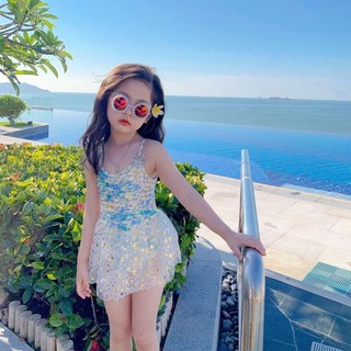 Đồ bơi liền thân nàng tiên cá cho bé gái - váy bơi dễ thương phong cách công chúa nhanh khô đi biển
