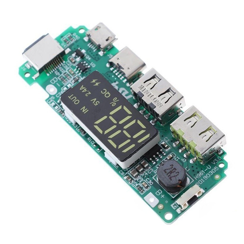 [COD] Bảng mạch sạc dự phòng 18650 - LCD hiển thị điện áp, đa cổng sạc, bảo vệ mạch, chất lượng ổn định