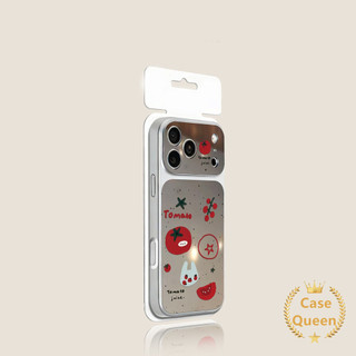 Phim hoạt hình đơn giản dễ thương Vỏ gương trang điểm cà chua tương thích cho IPhone Air 13 15 11 16 17 12 14 Pro Max XR X XS Max 15 16 14 Plus Vỏ mới sáng tạo hợp thời trang