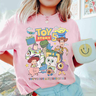 PS2 Retro Toy Story 5 Youve Got A Friend In Me Màu Thoải Mái Áo Thun Hoạt Hình Jessie Buzz Lightyear Tee SP2