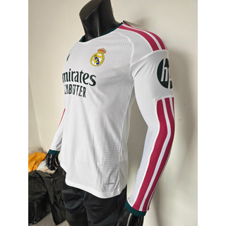 2026 – 27 Áo đấu phiên bản cầu thủ sân nhà Real Madrid (Dài tay) – Tùy chỉnh theo tên & số của bạn, Vải thoáng khí cao cấp, Có sẵn S – 3XL