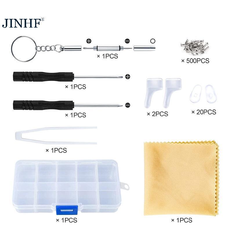 JINHF 500 Chiếc Kính Mắt - Bộ Dụng Cụ Sửa Chữa Full Option, Bao Gồm Ốc Vít và Hạt Quang Học