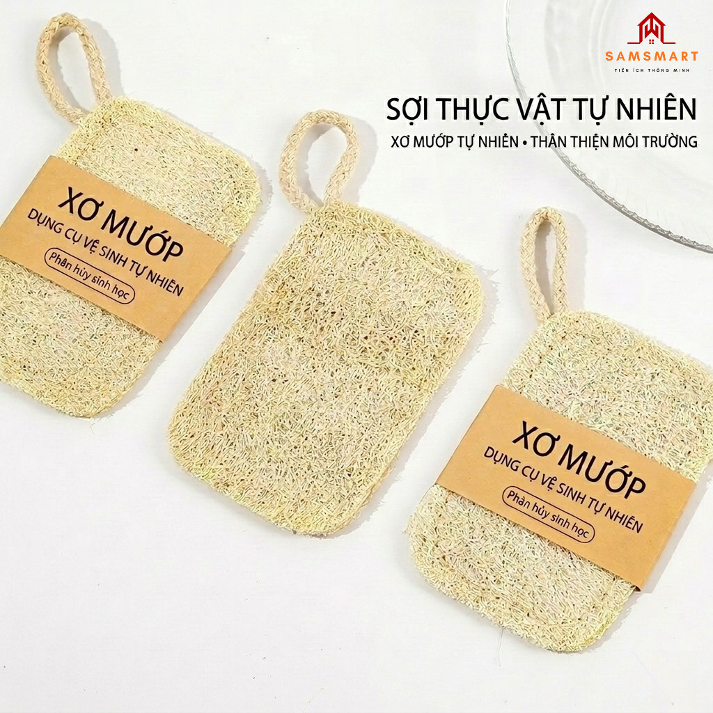 Miếng Rửa Bát Xơ Mướp Tự Nhiên – Làm Sạch Hiệu Quả, Không Trầy Xước, Có Móc Treo