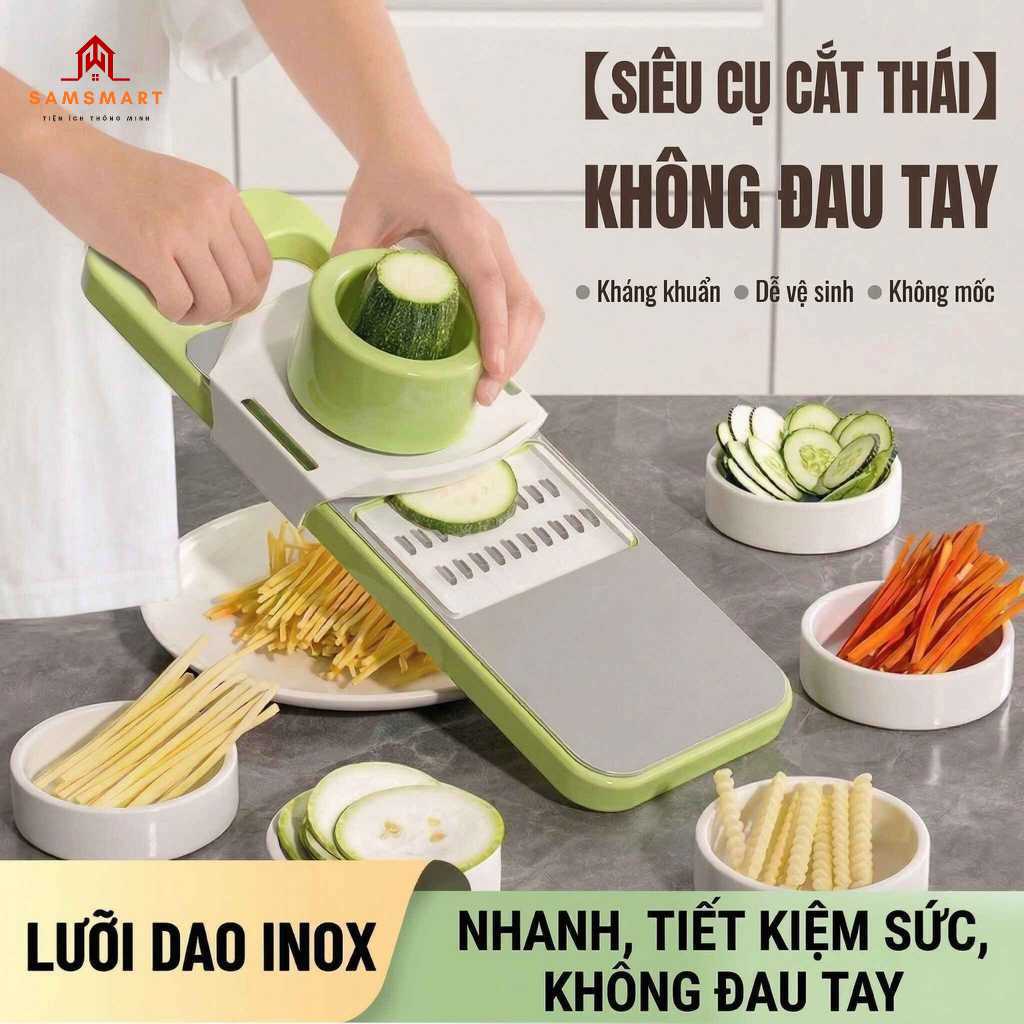 Dụng Cụ Nạo Rau Củ Inox 304 – Bào Sợi, Thái Lát Đa Năng, Có Bảo Vệ Tay Tiện Lợi