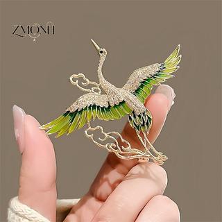 ZMONH Trâm Cài Phong Cách Trung Hoa Thanh Lịch Với Kim Cương Giả Màu Xanh Men - Dành Cho Nữ Và Bé Gái
