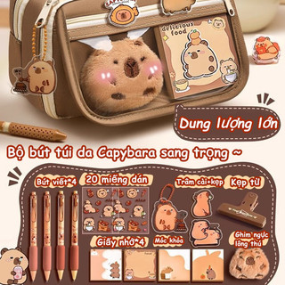 【BabyJoy】Túi đựng bút trong suốt Capybara dễ thương,dung tích lớn chống nước,Dùng để đựng văn phòng phẩm