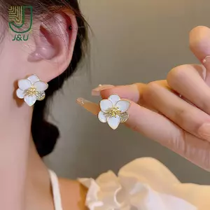 Bông Tai Đinh Tán Cánh Hoa Màu Trắng Thời Trang, Phụ Kiện Tiệc Cưới Cho Nữ