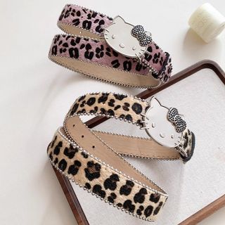 Leopard Print Horsehair Series Belt KT Cat Head Belt y2k Phụ kiện phù hợp