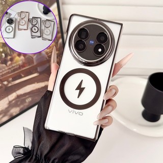 Ốp lưng trong suốt mạ điện từ tính cho Vivo X Fold 5 Fold3 Pro 3 6D Vỏ chống sốc khắc Laser