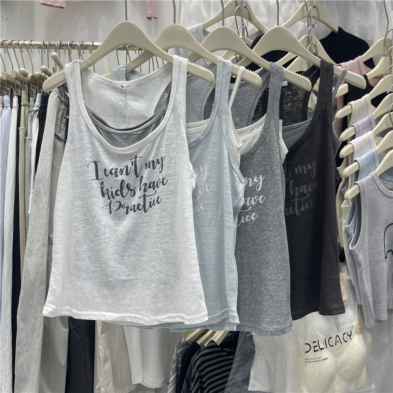 🔥 Kiểu dáng giả hai lớp thời trang 🔥 Áo mặc trong mùa hè mát mẻ Áo phông không tay Áo camisole hai lớp tương phản Z Studio6013 - Áovest Hình Chữ U Mùa Hè, In Màu Tương Phản, Hai Mảnh Sling