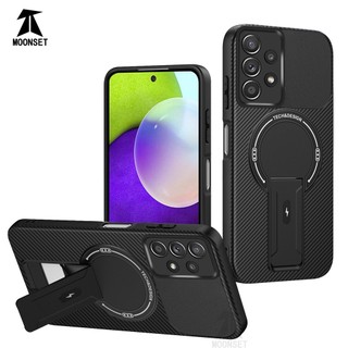 Dành Cho Smasung Galaxy A52 / A52s / A12 / M12 Ốp điện thoại Carbon Tecture Lưng Cứng Cạnh Mềm Có Thể Gập Lại Đứng Chống Sốc Chống Rơi Mỏng Bao