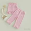 6M-4Y Bé Gái 2 Bộ Sọc Không Tay Ruffle Viền Xe Tăng Áo + Quần Trang Phục Mùa Hè