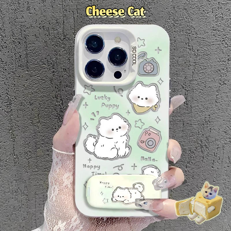 Ốp Lưng Mèo Béo Dễ Thương Có Gương Giá Đỡ Điện Thoại Cho iPhone 13 14 15 12 11 16 17 Pro Max 16E Xs Max XR 7Plus