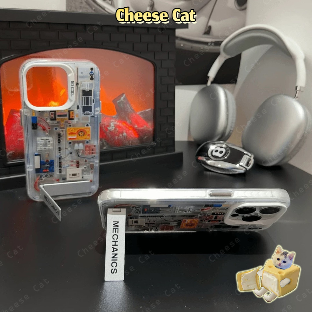 Ốp bảng mạch sáng tạo cho iPhone 15 14 12 11 16 17 Pro Max 16E Xs Max XR 7Plus Vỏ có giá đỡ kim loại