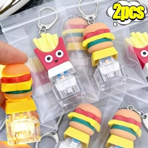 1 / 2 Cái Sáng Tạo Giải Nén Hamburger Khoai Tây Chiên Bàn Phím Móc Chìa Khóa Fidget Clicker Keycap Móc Khóa Đồ Chơi Di Động Quà Tặng Giảm Căng Thẳng