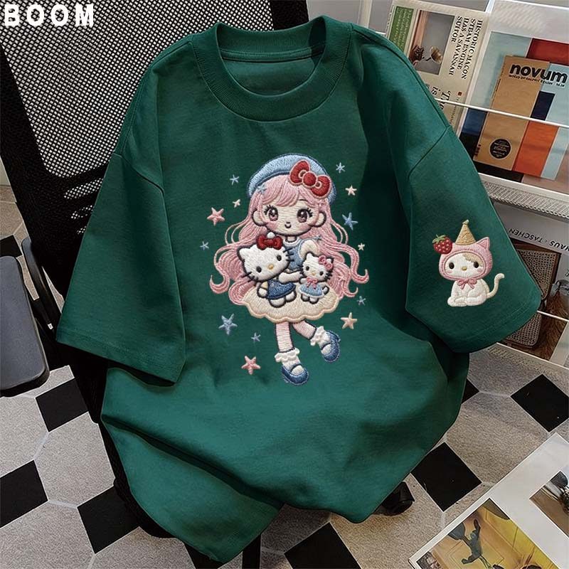 Áo thun chữ thêu nữ kiểu hàn quốc form rộng tay lỡ cổ tròn cotton mát - hè hot trend in cách dễ thương- Local brand #07