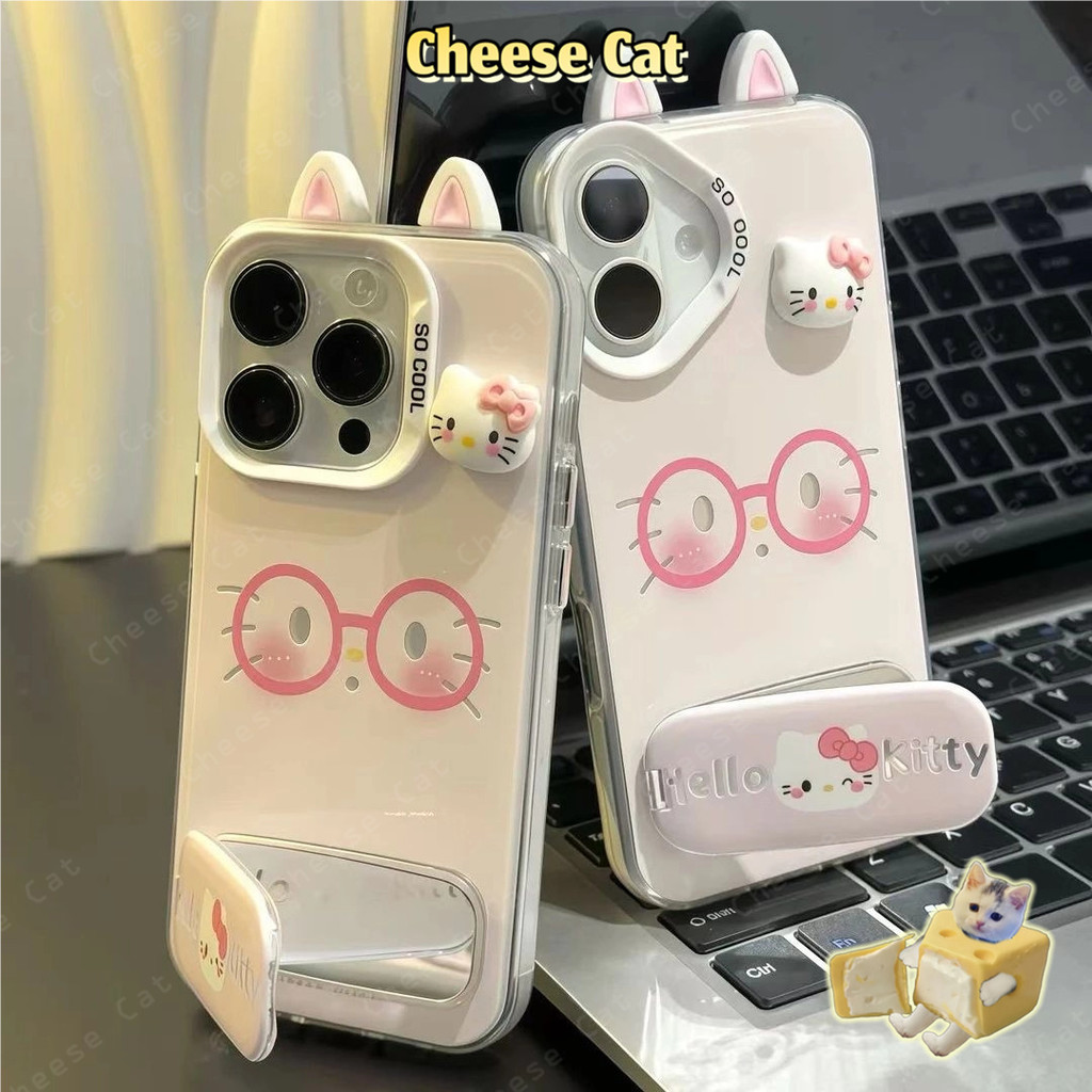 Dễ Thương Daze Kitty Hồng Khung Tai Mèo Ốp Lưng Điện Thoại iPhone 16 15 14 13 12 11 17 Pro Max Xs Max XR 16E 7Plus