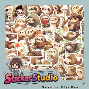 Set 60 Sticker Con Lười dễ thương Chống Nước Dán Laptop Vali Mũ Bảo Hiểm Sổ Tay