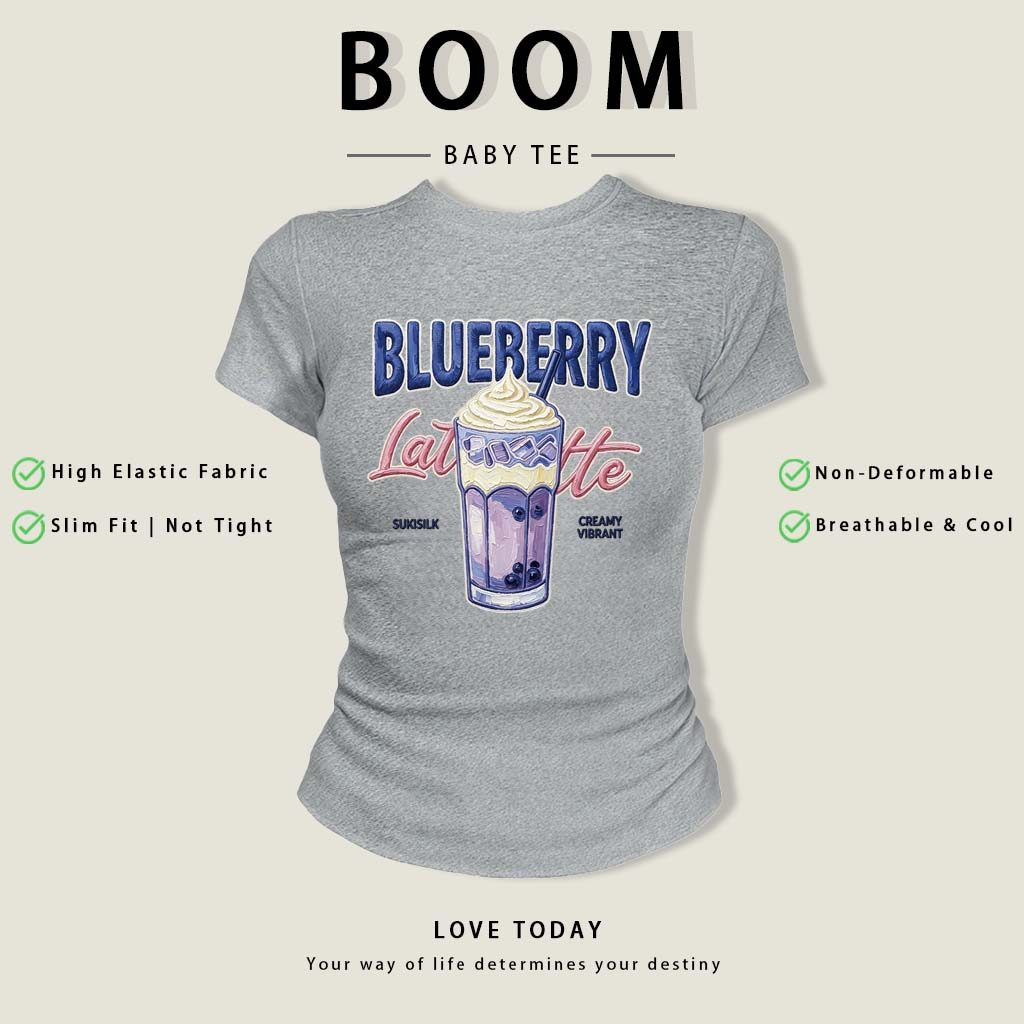 BOOM Áo thêu Baby Tee Nữ Cotton Ôm Body-Áo Thun Ngắn Tay Y2K In Hình PhongCách Mùa Hè, Cổ Tròn Hàng Đầucách hàn phong 08
