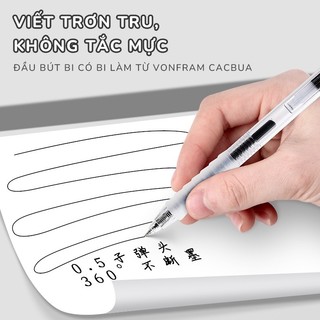 Bút bi bấm mực gel ngòi 0.5mm nét đẹp, đồ dùng văn phòng phẩm viết trơn, mực đều màu sắc đa dạng cho học sinh sinh viên