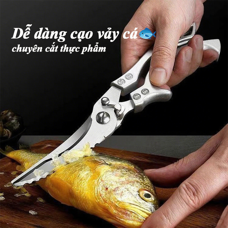 Kéo Cắt Xương Gà Bằng Thép Không Gỉ - Kéo Cắt Thực Phẩm Nhà Bếp Cao Cấp, Phiên Bản Dày Nâng Cấp