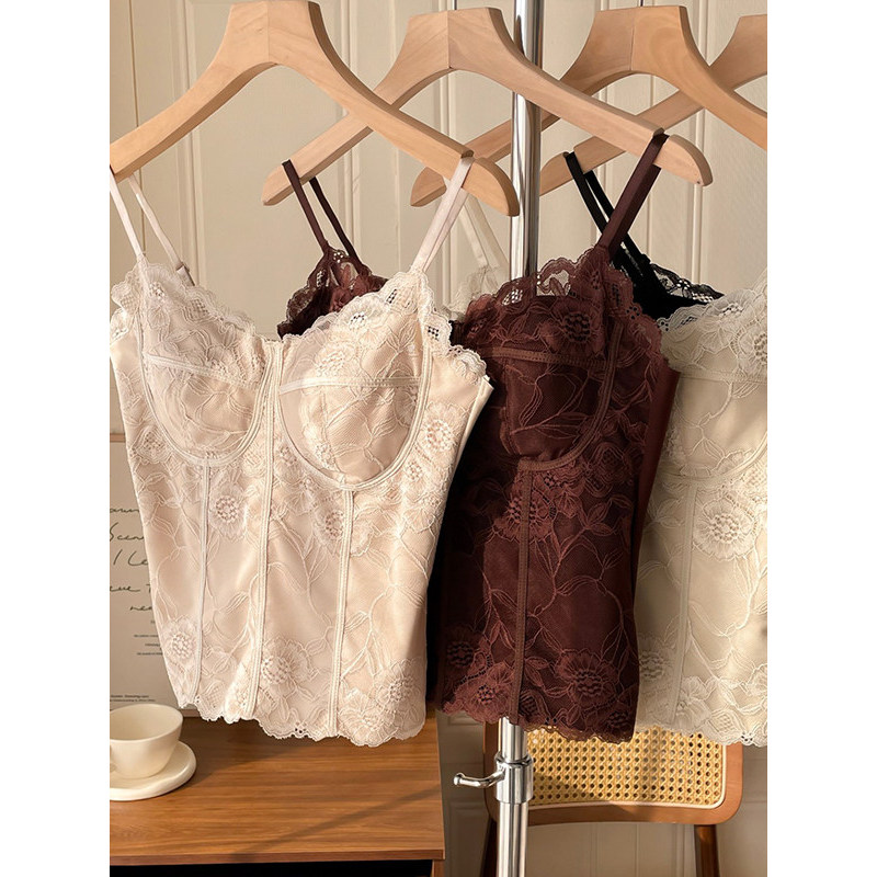 Áo vest cát nữ thu đông ấm áp với ren viền bao ngực và miếng lót bên trong