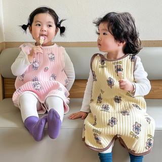 Mùa Xuân Thu Cho Bé Quilted Túi Ngủ Không Tay Cotton Nguyên Chất Bảo Vệ Bụng Trẻ Em Dụng Cụ Tiện Dụng Ngủ Chống Lạnh Chống Đá Chăn Bảo Vệ Bụng Tuần Hoàn 25.1