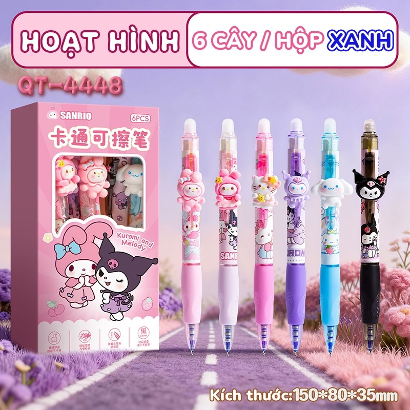 Bút mực xoá được cute – Bút gel hoạt hình ngòi 0.5mm, mực xanh viết trơn, phù hợp cho học sinh cấp 1
