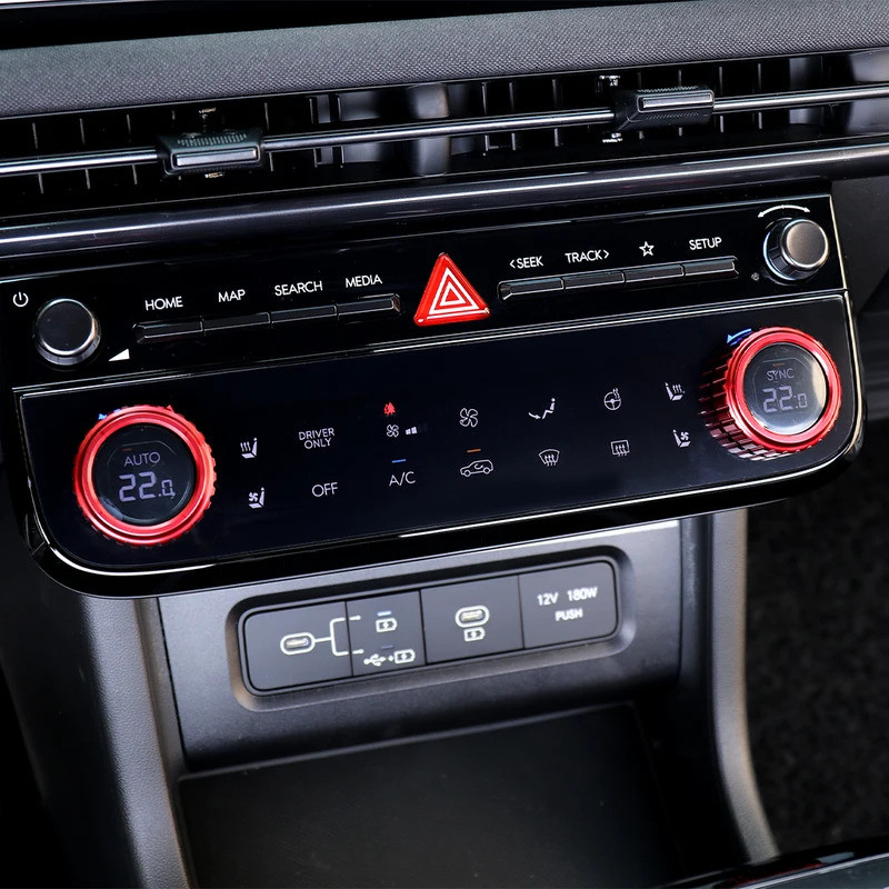 Một Cặp Nhôm Đỏ Xanh Đen Nội Thất Điều Hòa Không Khí Konb Vòng Viền Dành Cho Xe Hyundai Tucson NX4 2025 Phụ Kiện