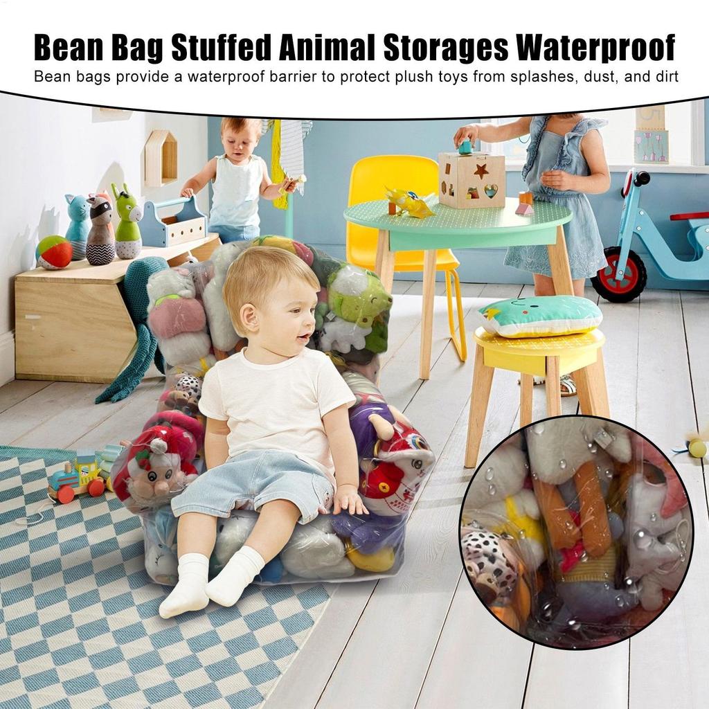 Túi đựng đậu động vật trong suốt Vỏ bọc ghế Waterparoof Túi đựng đậu dây kéo nhồi bông dành cho trẻ em Bảo quản & Tổ chức Đồ chơi sang trọng mueadsyvn