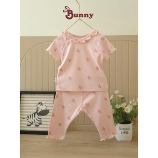 (3-24M) Bộ quần lửng bé gái in họa tiết Bunnybaby chất thun cotton borip