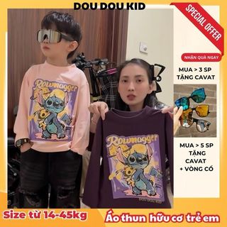 [DOU DOU KID] DT55 Áo Thun Dài Tay Chất Vải Hữu Cơ Mềm Mại 14-45kg