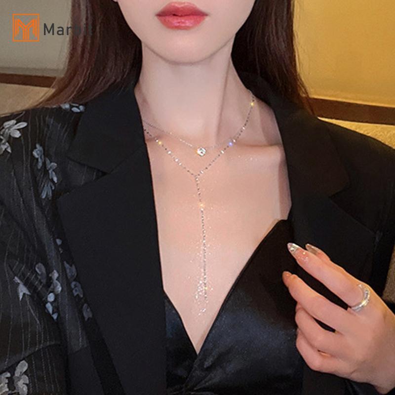Dây chuyền hình chữ Y sáng bóng như kim cương, phù hợp trang sức cưới cá tính và thời trang