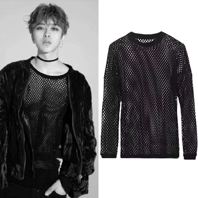 Áo dệt kim lưới unisex cổ tròn phù hợp cả sân khấu và hàng ngày
