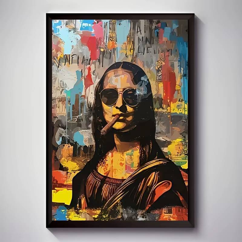 Thú Vị Mona Lisa Sáng Tạo Màu Nước Tranh Canvas Graffiti Ngộ nghĩnh Áp Phích Treo Tường Nghệ Thuật Hình Ảnh Phòng Khách Trang Trí Nhà Quà Tặng