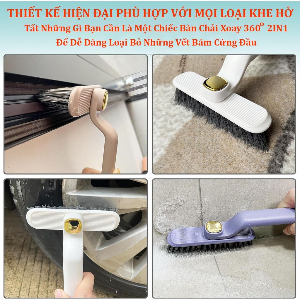[Mua 2 Tặng 2] Bàn chải chà sàn 360 độ, có thể chà được ngóc ngách cà khe hở