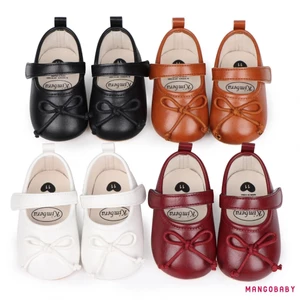 MG-Baby Girl Da PU Đế Bằng Giày Nơ Walker Cũi Giày Cho Tiệc Lễ Hội Tắm Cho Bé