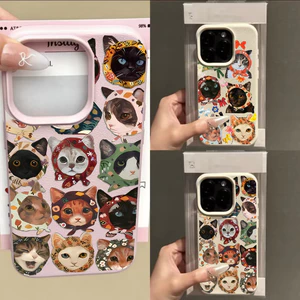 Vỏ Cho OPPO A6 A5 A3 Pro A3X A5X Reno 13 14 12 11 10 Pro 13F 12F 11F 5G 8T 7Z 8Z Vỏ Hoa Văn Mèo Nhiều Màu Sắc Dễ Thương Màu Kẹo Silicon Chống Sốc Mềm Mờ Da PU