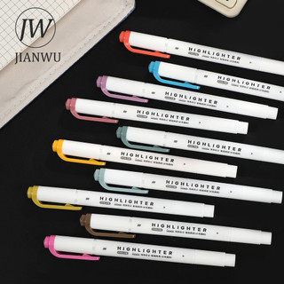 JIANWU 5 Cái / bộ Vintage Macaron Morandi Màu Tạp Chí Chất Liệu Hai Đầu Highlighter Sáng Tạo Đồ Dùng Học Sinh Văn Phòng Phẩm
