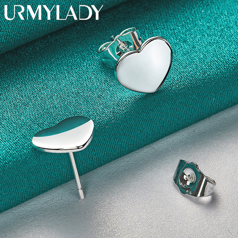 URMYLADY - Bông tai bạc 925 hình trái tim mịn, phù hợp tiệc cưới, trang sức thời thượng