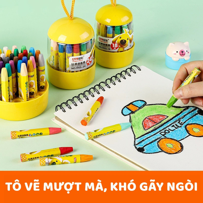 Bút Màu Sáp Dầu Cao Cấp 24 Màu - Sản Phẩm Chất Lượng Cao Với Màu Sắc Tươi Sáng Đẹp Mắt, An Toàn Cho Da Và Không Dính Tay