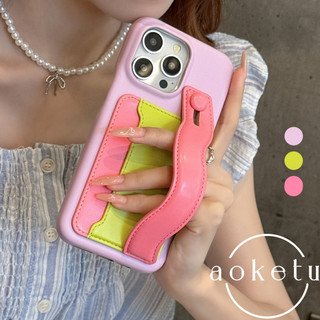 Chặn màu dây đeo cổ tay giữ thẻ chèn thích hợp cho vỏ điện thoại iPhone 17 Promax chèn thẻ sang trọng iPhone 16 / 15 / 14 / 13 / 12 / 11 da mới bao gồm tất cả vỏ chống rơi