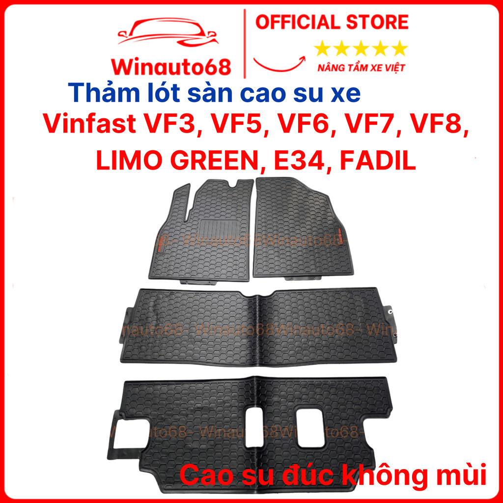 Thảm sàn, LÓT SÀN CAO SU xe Vinfast Limo Green , VF3, VF5, VF6, VF7, VF8, Herio green VFE34 / Nerio Green, VF E34, Fadil